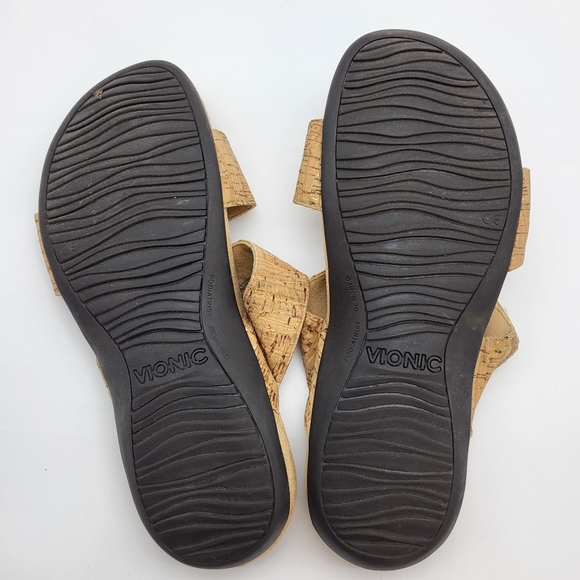 Vionic women's shore slide cork like straps black rubber soles size 8 - Picture 13 of 14